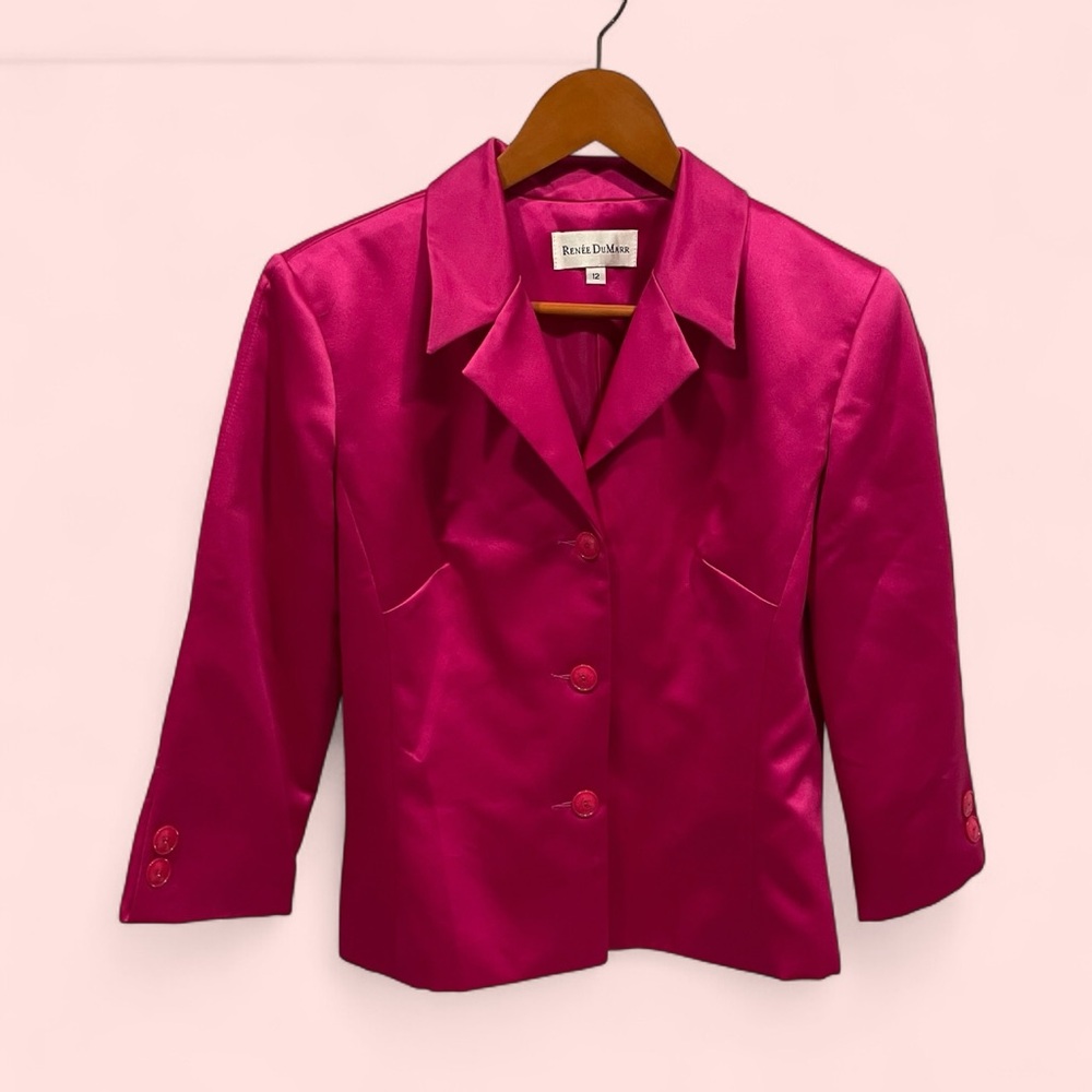 Cute Vintage 90’s Renee Dumarr saks NWT pink satin bright short luxury blazer